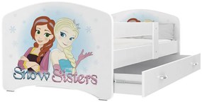 Supermobel Pat pentru copii cu imprimeu LUCKY P1 + saltea + somieră GRATIS, 140x80, alb/MODEL 08