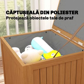 Outsunny Bancă de Exterior 130L, Capac, Cutie Lemn cu Balamale și Curea | Aosom Romania