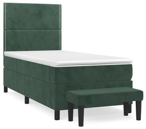 3137752 vidaXL Pat box spring cu saltea, verde închis, 80x200 cm, catifea