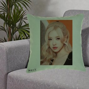 Perna Personalizata K-pop BLACKPINK cu Funda Rosie, 40x40 cm, Verde, Husa Detasabila, Perna Inclusa, BEKZ®