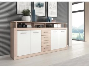 Comodă RUNA, stejar Sonoma/alb