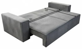 Canapea extensibilă 3 locuri RONDA cu spațiu de depozitare, gri