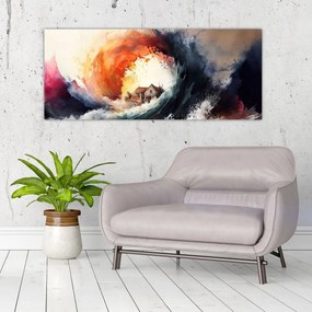 Tablou - În vârtejul potopului, acuarelă (120x50 cm)