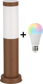 Brilagi - Lampă LED RGBW de exterior, soclu 1x E27, 15 W, 230 V, 40 cm, IP44, maro