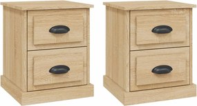 vidaXL Noptiere, 2 buc., stejar sonoma, 39x39x47,5 cm, lemn prelucrat