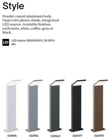 Stalp LED Exterior, Cafeniu, Protectie IP54, Style pt h100 3000k