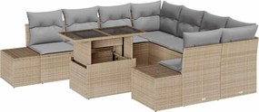 vidaXL Set de canapele pentru grădină 9 pcs Beige și gri deschis