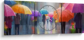 Tablou - Zi ploioasă (cu ceas) (90x30 cm)