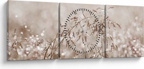 Tablou - Pajiște în tonuri de maro (cu ceas) (90x30 cm)