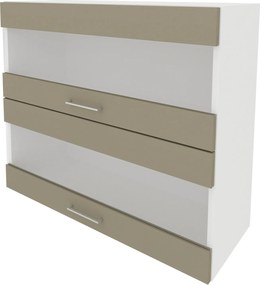 Corp Superior Lecce, 2 Usi, cu sticla, Taupe/Alb, 80 x 30 x 65 cm