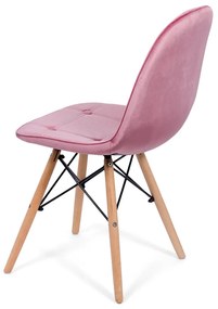 Scaun tapitat cu catifea si picioare din lemn BUC 232V roz