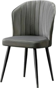 Set 4 scaune RUBI, gri/negru, stofa catifelata/metal, 52x42x85 cm