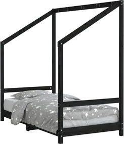 vidaXL Cadru de pat pentru copii, negru, 80x160 cm, lemn masiv de pin