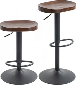 HOMCOM Set 2 scaune bar, scaune rotative reglabile cu șezut din lemn de ulm în maro închis | Aosom Romania