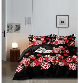 Lenjerie de pat microfibra ORNAMENTE DE CRACIUN negru Dimensiune lenjerie de pat: 70 x 80 cm | 140 x 200 cm