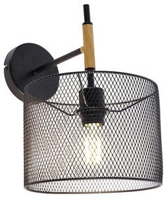 Aplica de perete industriala neagra - Drum Mesh