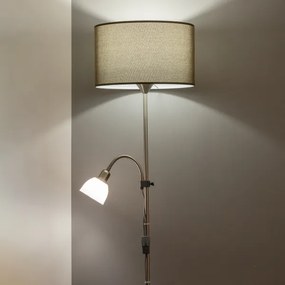 Brilagi - Lampadar CERIA 2-în-1, 1x E27/100W/230V + 1x E14/25W, crom mat/maro