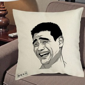 Perna Decorativa Yao Ming Meme, 40x40 cm, Ecru, Husa Detasabila, Perna Inclusa, BEKZ®