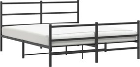 vidaXL Cadru pat metalic cu tăblie de cap/picioare , negru, 150x200 cm