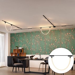 Sistem de iluminat pe șine cu 6 spoturi pentru tavan și 2 lămpi suspendate negre monofazate - Magnetic Marra Tautau