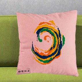 Perna Decorativa Vortex Abstract Colorat, 40x40 cm, Roz, Husa Detasabila, Perna Inclusa, BEKZ®