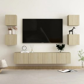 3078977 vidaXL Set de dulapuri TV, 6 piese, stejar sonoma, lemn prelucrat