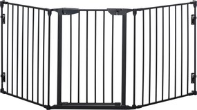 PawHut Poartă Metalică de Siguranță, Barieră pentru Câini cu Sistem de Autoînchidere, Reglabilă și Pliabilă, 180x3x74.5 cm, Negru | Aosom Romania