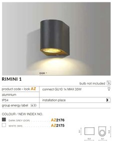 Aplica de perete exterior ambientala IP54 RIMINI gri inchis