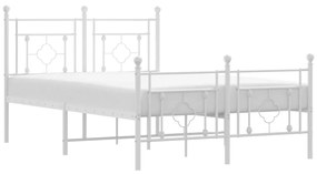 374404 vidaXL Cadru de pat metalic cu tăblie, alb, 120x200 cm