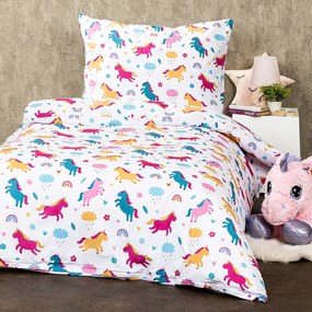 Lenjerie pat 4Home Unicorn pentru copii, bumbac, 140 x 200 cm, 70 x 90 cm