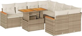 vidaXL Set canapele grădină cu perne 9 piese bej poliratan/lemn acacia