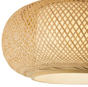 Plafonieră Japandi din bambus cu interior alb - Liva