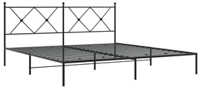 376506 vidaXL Cadru de pat metalic cu tăblie, negru, 180x200 cm