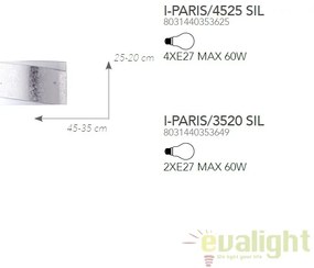Aplica eleganta design modern Paris argintiu, 45x25cm I-PARIS/4525 SIL FE