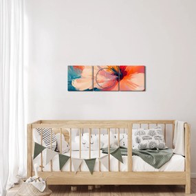 Tablou - Floare pictată (cu ceas) (90x30 cm)