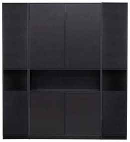 Bibliotecă modulară neagră din lemn masiv de pin 190x210 cm Finca – WOOOD