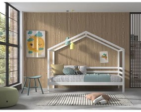Pat Căsuță cu Protecție, Alb, 90 x 200 cm, Pin Masiv – Dallas – Vipack