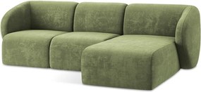 Colțar verde cu tapițerie din chenille (cu colț pe partea dreaptă/cu șezlong) Lani – Makamii