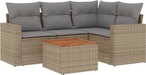 vidaXL Set canapele de grădină cu perne, 5 piese, bej, poliratan