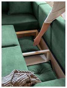Colțar verde extensibil cu tapițerie din catifea reiată (colț variabil) Lazy Lukka – Miuform