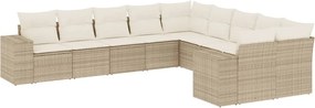 vidaXL Set canapele de grădină cu perne, 10 piese, bej, poliratan