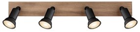 Plafoniera cu 4 spoturi directionabile design modern DREW maro inchis, negru mat