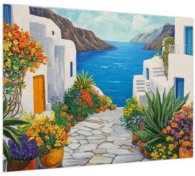 Tablou pe sticlă - Alee grecească (70x50 cm)
