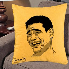 Perna Decorativa Yao Ming Meme, 40x40 cm, Galben, Husa Detasabila, Perna Inclusa, BEKZ®