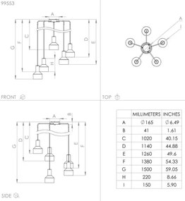 Lustră pe cablu CASIBARE 5xE27/40W/230V Eglo 99553