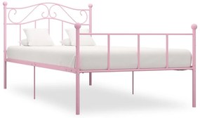 vidaXL Cadru de pat, roz, 90 x 200 cm, metal