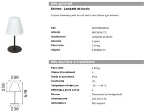 Lampa de masa iluminat exterior Arcadia Tl1