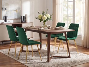 Scaun de dining SPLIT VELVET cu picioare aurii, verde
