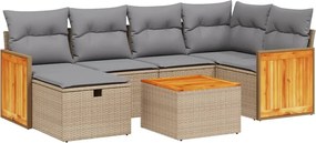 vidaXL Set canapele de grădină, 7 piese, cu perne, bej, poliratan