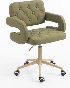 HR8403K Scaun Khaki Piele Ecologica Premium Soft cu Bază Crem